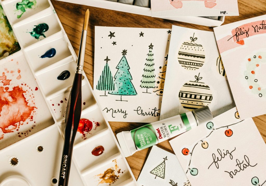 Tarjetas de Navidad hechas con manualidades en casa