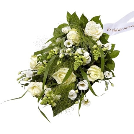 Funeral spray Florist's Choice with ribbon