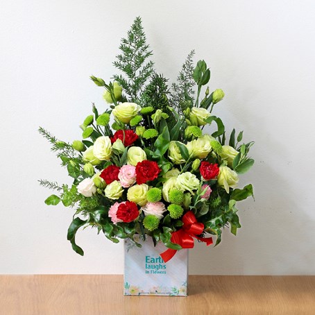 Cream Green Red and Pink Arrangement